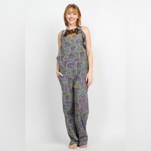 Lakhays Elephant Sanctuary Print Unisex Cotton Overalls Oversized Fit Size Large